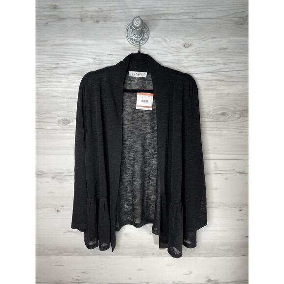 Kasper Sweater Womens 3XL Black Nantucket Open Front Cardigan Lightweight Plus - Picture 1 of 13